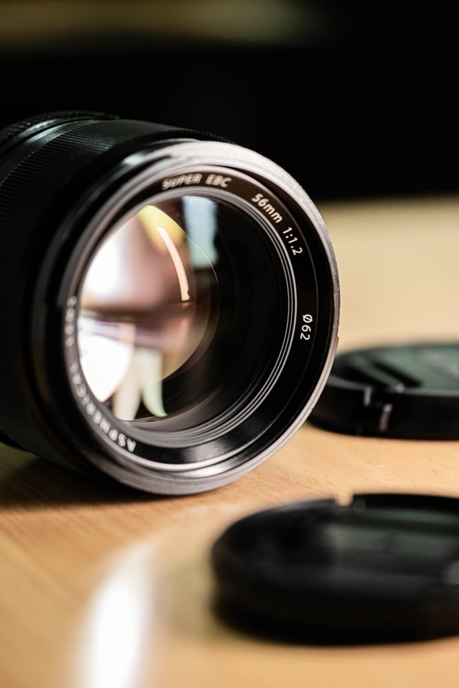 High-resolution,Close-up,Of,A,Professional,56mm,F1.2,Camera,Lens,On